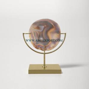 เครื่องใช้บนโต๊ะอาหารโลหะขัดเงาสีเงินสุดหรูประติมากรรม2ชิ้นพร้อมขาตั้งสีดำที่สะดุดตา - Product Image 2