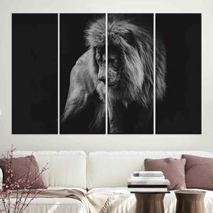 Arte Fotográfico de León Majestuoso: Lienzo Impreso para una Decoración Elegante, JUEGO DE 4 LIENZOS - Product Image 1