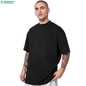 Custom High Quality Eco-Friendly Breathable Heavy Weight Men's 100% Cotton Jersey Regular Fit Short Sleeves Ribbed Neck T-Shirts - Product Image 6