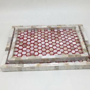 Nouveau design MOP nacre incrustation plateau de service fabriqué à la main par un artisan indien qualifié pour Ramadan Eid produit d'artisanat naturel - Product Image 2