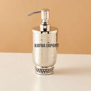 Distributeur de savon en bouteille en verre avec dessus et base en métal doré personnalisé direct d'usine ensemble de comptoir de vanité pour toilettes et hôtels - Product Image 6