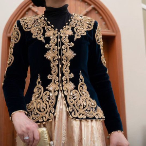 BEAUTIFUL MIDDLE EAST EVENING PARTY-WEAR EMBROIDERY on JACKET WITH EMBELLISH CRYSTAL BEADS,PEARLS,GLASS STONE WORK @ 2023 - Product Image 1