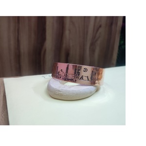 Bracelet en cuivre fait main personnalisé, vintage, avec gravure de paysage de camping en plein air, bracelet personnalisé en cuivre pour hommes et femmes - Product Image 1