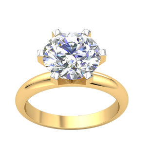 Anillo de Oro Amarillo y Blanco de 9K para Mujer con Diamante Cultivado en Laboratorio de 2.05 Quilates, Claridad VS, Color EF, Corte Brillante, Diseño Clásico de Lujo - Product Image 2