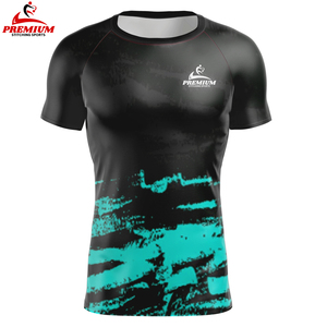 Sublimación de gimnasio de poliéster de alta calidad para hombre, camiseta de compresión deportiva para correr, camiseta Rash Guard - Product Image 6