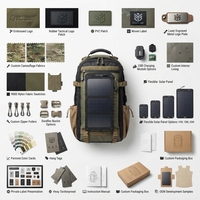 Sac à dos tactique à grande capacité avec charge solaire, port USB, fermeture éclair, en polyester, pour la randonnée, le camping, le trekking, les voyages en plein air