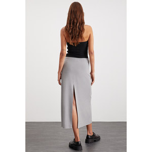 Jupe longue en tissu tissé pour femme ETHIQUET ISLA, avec fente profonde au dos, taille normale - Product Image 6