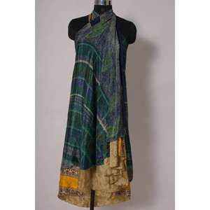 Reversible Art Silk <b>Skirt</b> and Neck Wrap Dress for women. <b>Boho</b>, Hippie & Vintage Indian handmade poly silk - Product Image 5