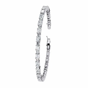 IGI Certified Round & Emerald Cut Lab Grown Diamond Tennis Bracelet in 9K Yellow / White / Rose Gold - Product Image 1