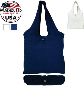 Bolsa de Lona Plegable con Asa Troquelada y Cierre de Botón - Reutilizable para Viajes y Uso Diario, Embalaje en Caja - Product Image 1