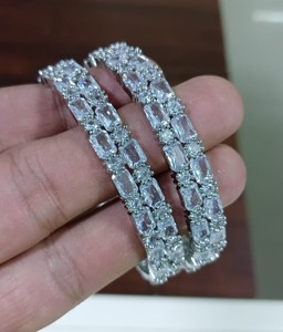 AMERICAN DIAMOND CLASSIC STYLE <b>BANGLES</b> and TRADITIONAL & FASHIONABLE <b>SILVER</b> PLATED <b>BANGLES</b> and CUBIC ZIRCON <b>for</b> <b>WOMEN</b> and GIRLS - Product Image 1