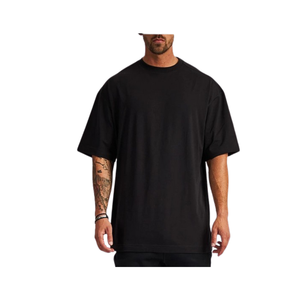 T-shirt à col rond surdimensionné pour homme, best-seller, 100% coton, tissu éponge, coupe longue, doux et confortable pour un usage quotidien - Product Image 6