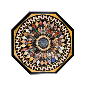 Dessus de table incrusté de marbre noir naturel de forme octogonale traditionnelle et légère avec utilisation d'hôtel au meilleur prix - Product Image 1
