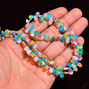 Perles de pierres précieuses d'opale Welo éthiopienne, perles de poire d'opale multicolores pour la fabrication de bijoux, perles d'opale, perles de pierres précieuses d'opale de feu multiple - Product Image 3