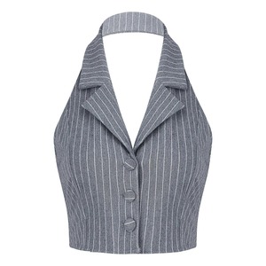 Chalecos y chaquetas para mujer, entallados, de mezclilla, acolchados, utilitarios, de piel sintética, con cierres de cremallera, cinturas ajustables, bolsillos - Product Image 2