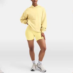 100% coton biologique Logo personnalisé femmes sweat à capuche surdimensionné français éponge sweat à capuche poche décontracté sport plaine automne hiver - Product Image 4