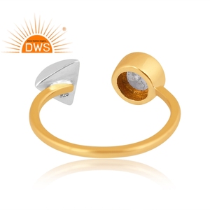 Anillo de Aguamarina natural chapado en oro de 18k, joyería fina, hecho a mano - Product Image 4