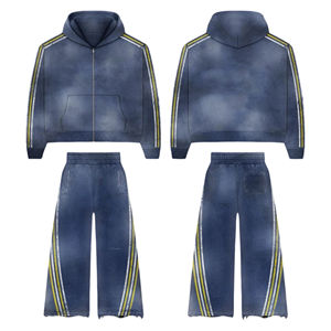 Conjunto Deportivo Personalizado con Lavado Ácido, Estilo Holgado, Pantalones Deportivos Acampanados de Felpa Francesa, Sudadera con Capucha, Joggers para Hombre, Transpirable para Invierno - Product Image 6