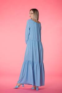 Maxi Vestido Melocotón con Mangas Abombadas y Decoración de Encaje Talla M Verano ODM Colección Vestido de Hombro - Product Image 5