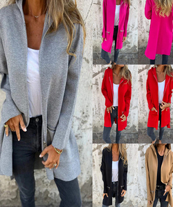 2025 Otoño/Invierno nuevo estilo mujer de manga larga con capucha suelta moda Casual de longitud media cárdigan <span class=keywords><strong>abrigo</strong></span> - Product Image 2