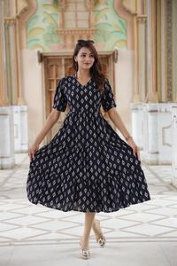 100% Eco-Friendly Cotton Breathable Natural Waist <b>Ball</b> <b>Gown</b> Knee-Length Casual Dress - Product Image 5