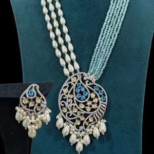 Hot Selling Kundan En Olie Drop Sieraden Set Dames Groothandel Kostuum Sieraden Sets 24 Karaat Goudprijs In India