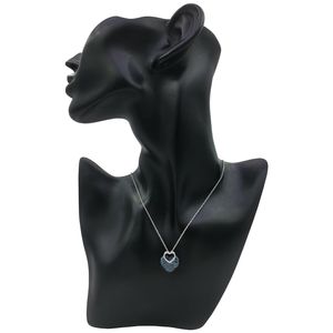 Collier pendentif cœur en diamant naturel blanc bleu rond de 1,02 ct, chaîne à maillons tendance en argent sterling, pour femme, mariage, fiançailles - Product Image 3