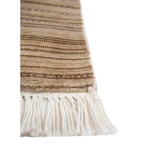 Tapis en laine et soie noués à la main Entropy Ivory AKWS-1434, motif rayé en coton biologique pour la maison, le salon, le couloir, tapis en jute - Product Image 4