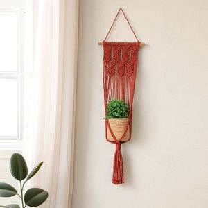 Jardinière murale en macramé faite à la main | Porte-pot suspendu en coton écologique Boho Home Decor - Product Image 1