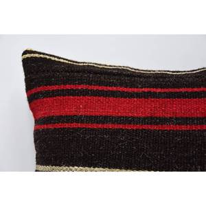 Oreiller Patchwork Kilim en laine marron 16x16 pouces oreiller d'accent décoratif imprimé floral Vintage tissé pour literie sol Portable - Product Image 2