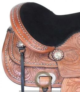 Selle en cuir véritable légère de qualité supérieure fabriquée à la main pour Western Barrel Racing Rodeo Performance Confortable Show Horse Riding - Product Image 4