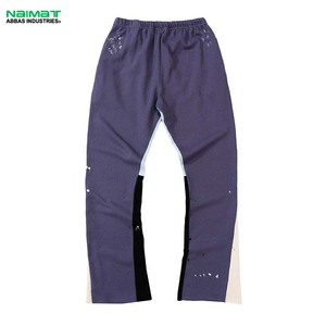 Pantalon de survêtement évasé en coton personnalisé de haute qualité pour hommes ceinture élastique décontracté taille moyenne avec décoration en dentelle - Product Image 5