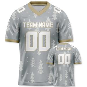 Jersey de fútbol americano personalizado de Navidad gris patrón de copo de nieve nombre del equipo personalizado número regalo para hombres - Product Image 4