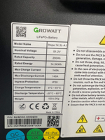 Batterie LiFePO4 Growatt 48V 51.2V 15kWh 280Ah 300Ah pour système de stockage d'énergie solaire hybride hors réseau pour la maison avec BMS