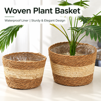 Keranjang Tanaman dari Rumput dan Kulit Jagung Buatan Tangan, Penutup Pot Tanaman Anyaman Alami, Dekorasi Rumah Gaya Boho Nordik untuk Tanaman Indoor