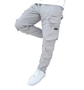 Pantalones Cargo de Punto Personalizados para Hombre, Corte Holgado, Estilo Militar, con Tela Elástica de Poliéster, Diseño Desgastado, Casual, con Múltiples Bolsillos, Popular - Product Image 1