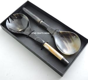 Nouveau design de service à salade en corne Ensemble de service à salade en corne Ensembles à salade en résine pour la décoration de table - Product Image 6