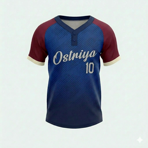 Summer Wear Men's <b>Baseball</b> Jersey Breathable Two Button Jersey Heat-Transfer Printed 100% Polyester Anti-Bacterial Low Price - Product Image 1