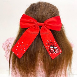 Arcs de cheveux perlés accessoires de cheveux de noël fabriqués à la main queue d'alligator perlé arcs bandeau perlé arcs perlés - Product Image 3