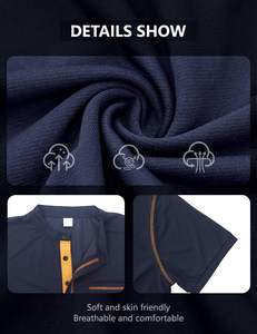 Camisetas azul marino para hombre de calidad superior Ropa de calle e informal Tela de punto Marca y logotipo personalizados Camisetas para hombre - Product Image 2