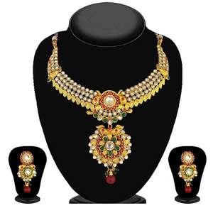 Parure de bijoux Kriaa Collier en pierre d'Autriche marron et verte - Product Image 1