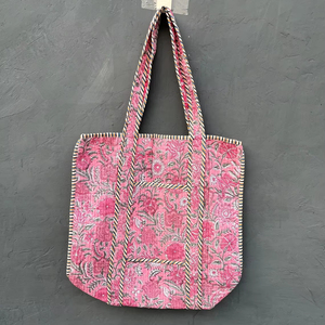 Handmade 100% Cotton Women's <b>Tote</b> <b>Bag</b> <b>Floral</b> Printed Trendy and Fashionable Shoulder <b>Bag</b> with Zipper Closure for Year-Round Use - Product Image 1