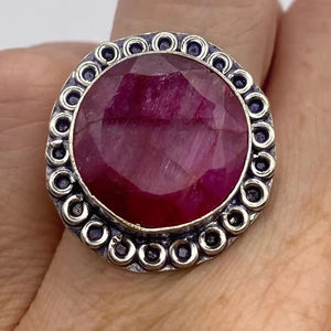 แหวนลาริมาร์สีเงินสเตอร์ลิงพร้อมทับทิม925ดีไซน์คลาสสิกแหวนของขวัญครบรอบแต่งงาน/วันเกิด - Product Image 1