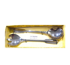 Ensemble cuillère et fourchette de service à salade fait à la main, conception de logo personnalisé, poignée en laiton fabriqué à la main, matériau métallique pour la cuisine à domicile - Product Image 4