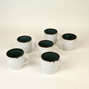 ชุดถ้วยชาเซรามิกสีขาวนวล 6 ใบ - Product Image 2