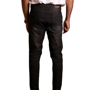Nuevo fabricante personalizado Loose Fit Diseño transpirable Lavado ácido Negro Liso Hombres Pantalones de mezclilla Jeans Peso pesado Patrón sólido - Product Image 2