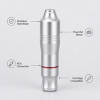 Machine à tatouer rotative en acier inoxydable, cartouches jetables, moteur puissant, batterie non rechargeable, compatible avec le cordon RCA.