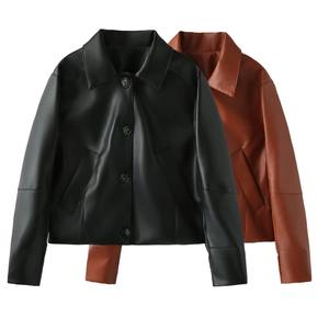 Vestes en cuir grande taille pour femmes, manteaux d'extérieur, bombardier style midweight pour l'hiver, vêtements décontractés de fête et de travail, veste de voyage et d'extérieur - Product Image 5