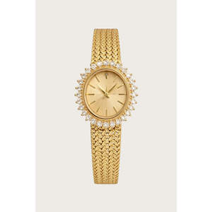 ZIVOVCWJWGLDDMD0103-Crown Jewel Montre ovale en diamant doré avec mouvement à quartz et affichage analogique - Product Image 2