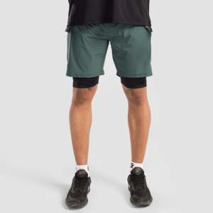 Pantalones Cortos Deportivos Aero 100% Poliéster Verdes, Tallas XS-XL, Cintura Media, Tejido Impermeable con Decoración de Tela de Rizo de Color y Patrón de Logotipos - Product Image 2